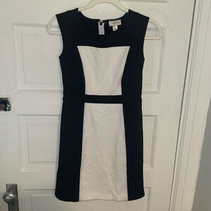 Loft Petities Colorblock Black and White Dress
